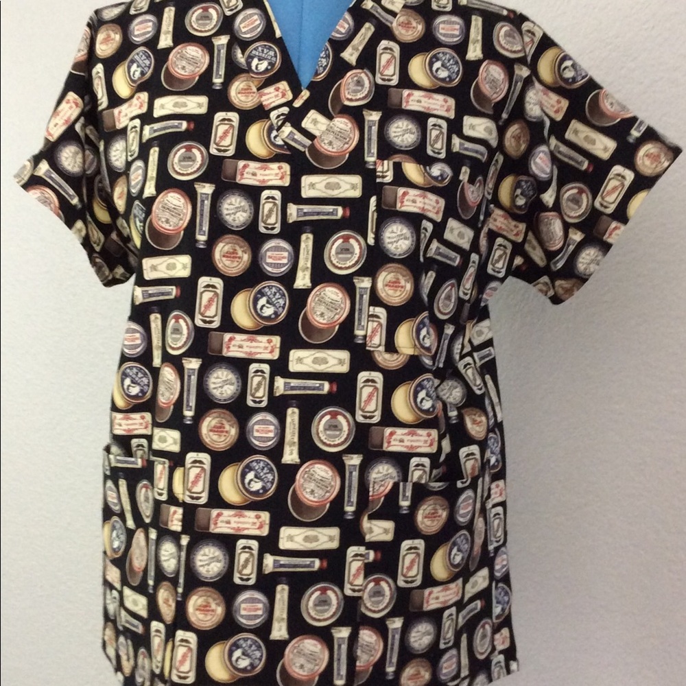 Mens handcrafted barbershop scrub top